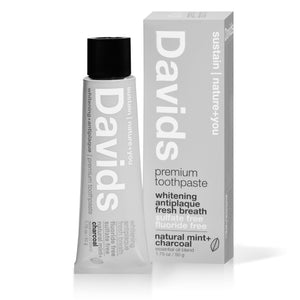 Davids Travel size premium toothpaste  /  charcoal+peppermint